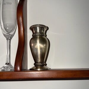Two Pottery Barn pewter bud vases